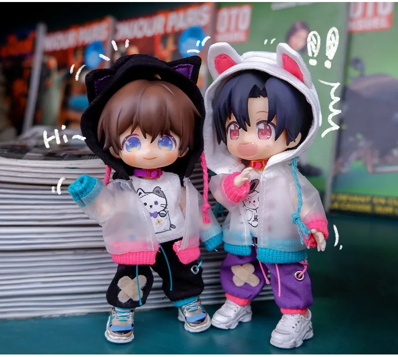 New Ob11 Doll Punk Style Clothing Dolls Cat Ear Casual Shorts Doll Clothes set For Nendoroids Ob11,Molly,Obitsu 11,1/12 Doll