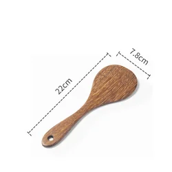 Premium Non-Stick Kitchen Utensils Set with Wooden Handles - Includes Soup Spoon, Spatula, and Rice Spoon (22cm Rice spoon)