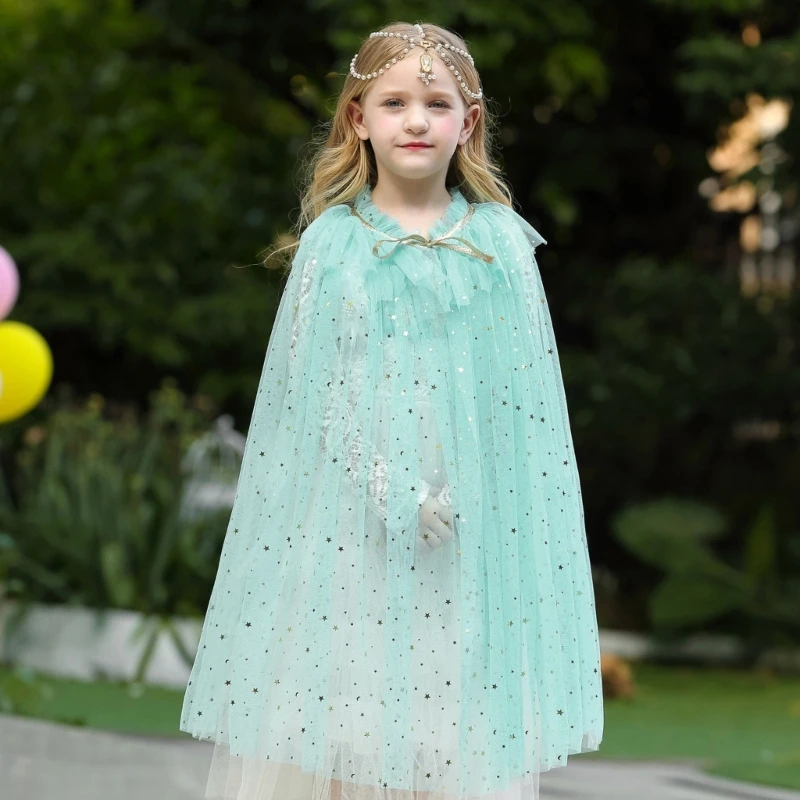Princess Glitter Multicolor Sequins Shawl Shiny Girl Fairy Cape Cloak Fairy Cape Christmas Costume Party Halloween Kids Clothes kids shawl
