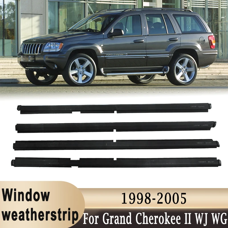 Window Weatherstrip Belt Trim Door Windows Glass Waterproof Sealing Rubber Strips For Jeep Grand Cherokee II WJ WG 1998-2005 For Car Window Weatherstrips