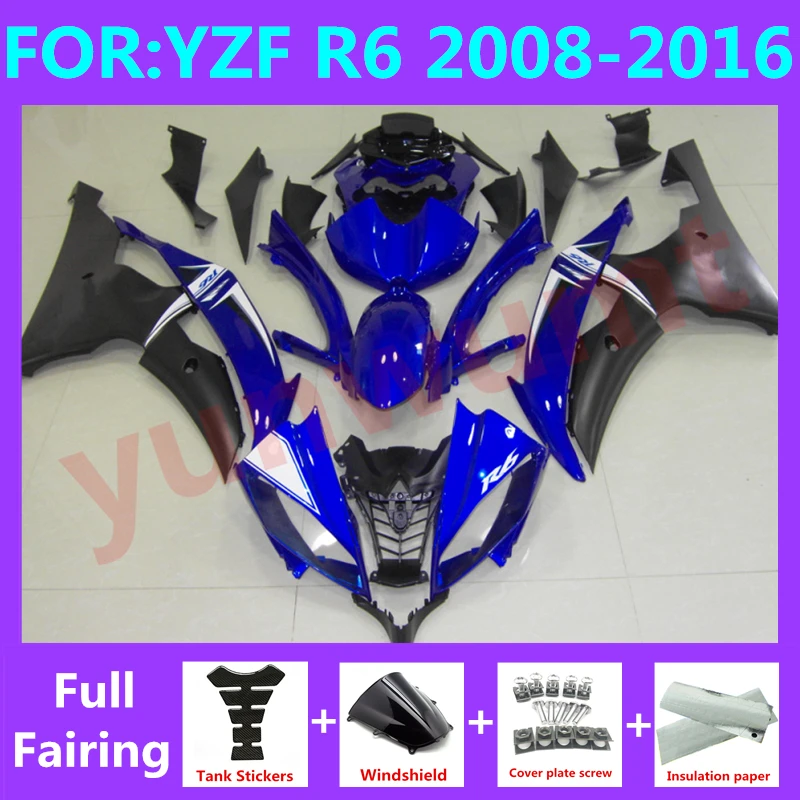 

Motorcycle full Fairing Kit fit For YZF R6 2008 2009 2010 2011 2012 2013 2014 2015 2016 YFZ-R6 Bodywork Fairings set black blue