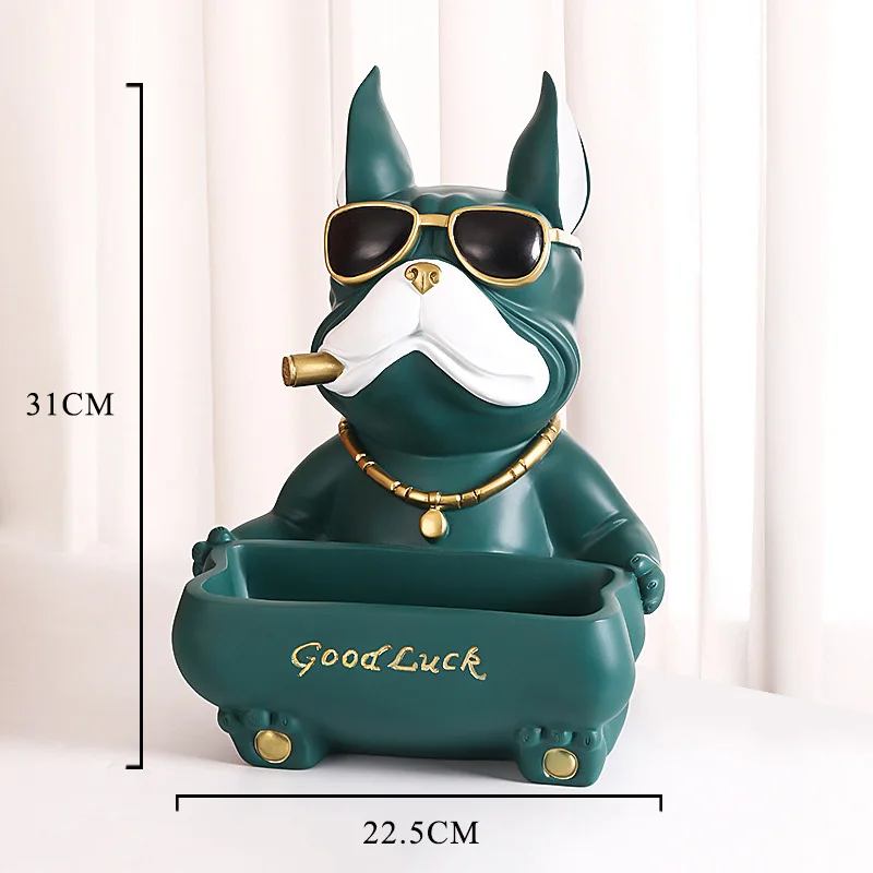 2022 Cool Bulldog Figurines Resin Animal Sculpture Ornaments Storage Room Decor Moden Multifunction Statue For Home Decoration 