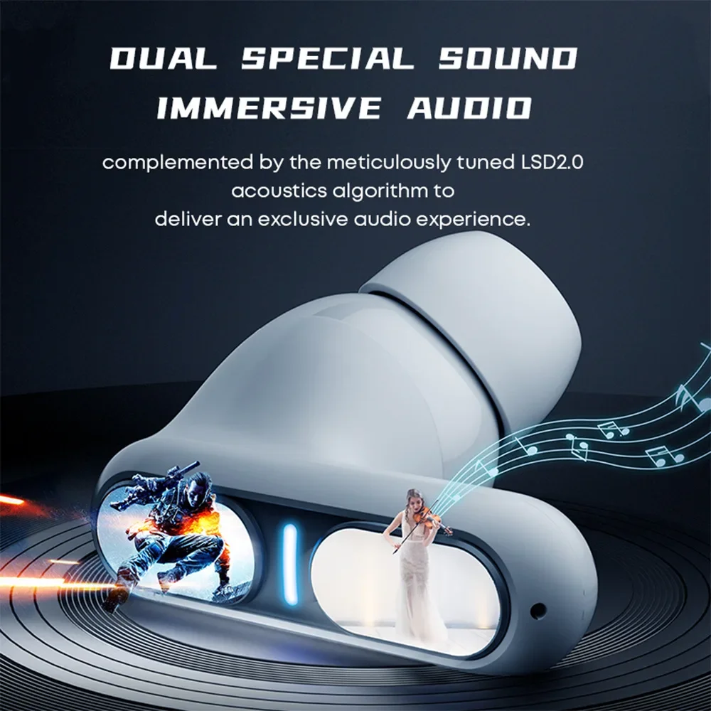 TWS Wireless Earpods Bluetooth 5.3 Wireless Earphones Dual Mode for Game Music ENC Talking Noise Canceling Compatible with IOS 4