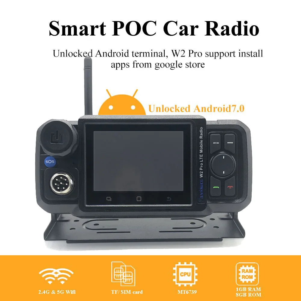 ANYSECU Zello 4G-W2Pro Unlocked 4G Network Radio N61 Android 7.0 WIFI Poc Radio work with Real-ptt Grouptalk with Charger Set 2