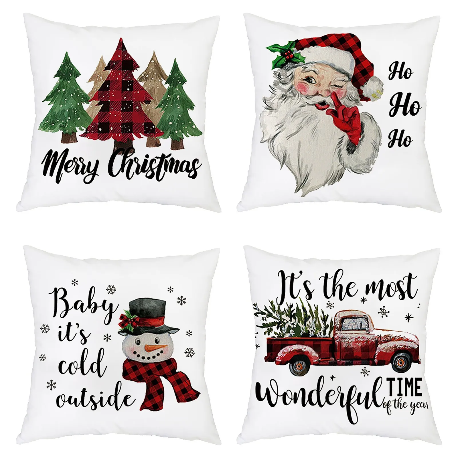 

4PCS Christmas Cushion Cover Santa Claus Xmas Pillow Case Snowman Happy New Year 2024 Decorations Pillow Cover Navidad