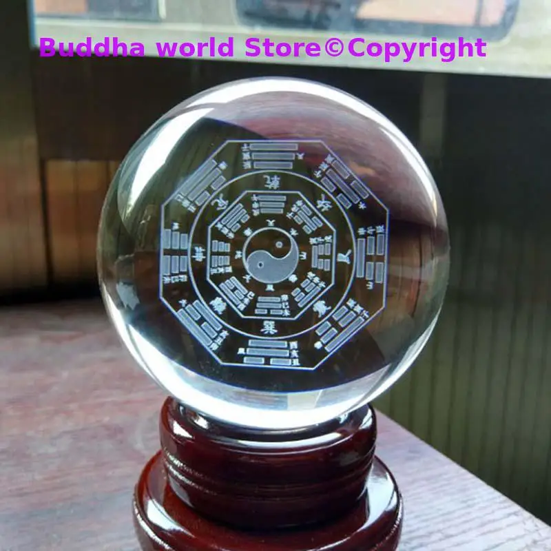 

Taoism Buddhist Asia HOME Altar shop exorcise evil spirit good luck TAI JI Eight trigrams ZHEN 3D Crystal ball FENG SUI talisman