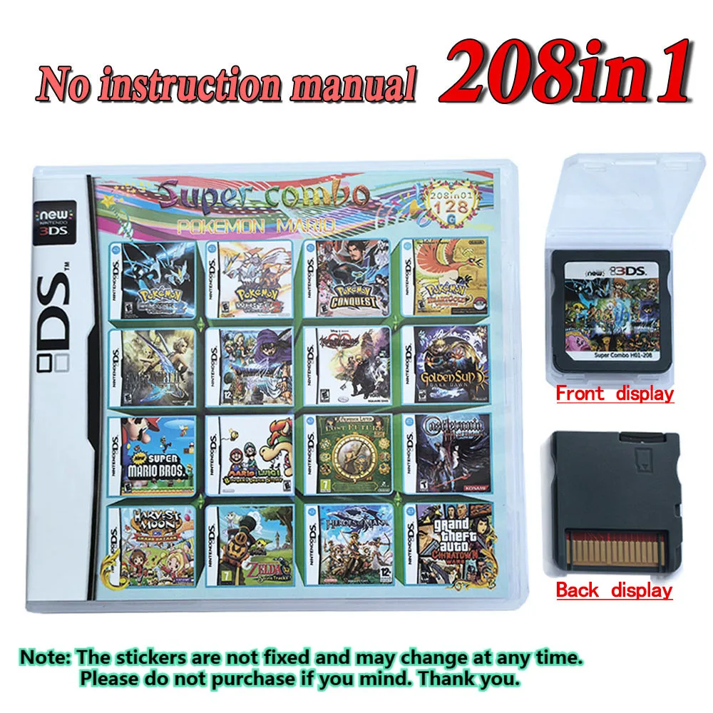 208 4300 in 1 MULTI CART Super Combo Video Games Cartridge Card