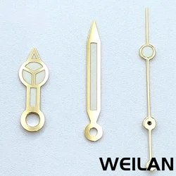 Silver, Red, Blue, Rose Gold, and Black Watch Hands with Green Luminous Accents (Gold)