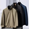 Fall Winter Men's High-end business reversible knitted wool basic autumn zipper stand up collar casual wool jacket 2