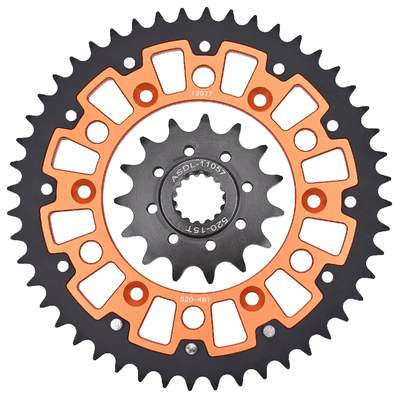 

520 48T 15T Motorcycle Steel Aluminum Composite Front Rear Sprocket Kits For KTM 250 300 380 EXC Enduro 400 EXC Racing 450 RR