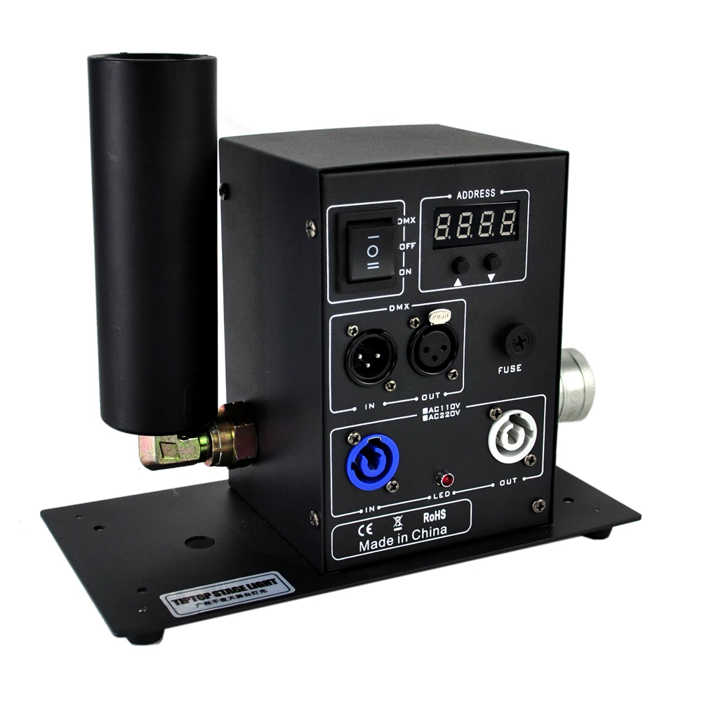 TIPTOP Stage Light Remote 200W Single Pipe Co2 Jet Machine Power DMX IN/OUT Lockable Aviation Power Plug LCD Screen Display