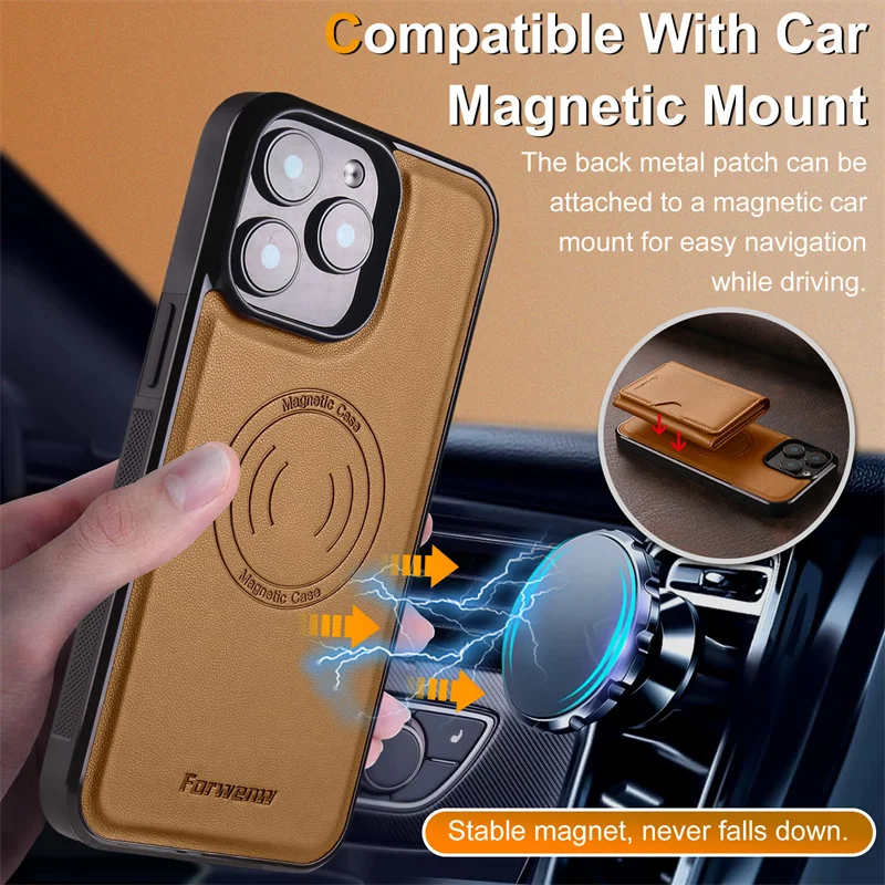 2-in-1 Magnetic Wireless Charging PU Leather Phone Case