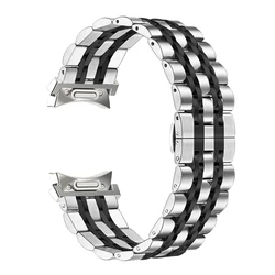 Sleek Stainless Steel Quick Fit Watch Strap - Premium Metal Bracelet Design for Galaxy Watch 6 40mm (Silver Black)
