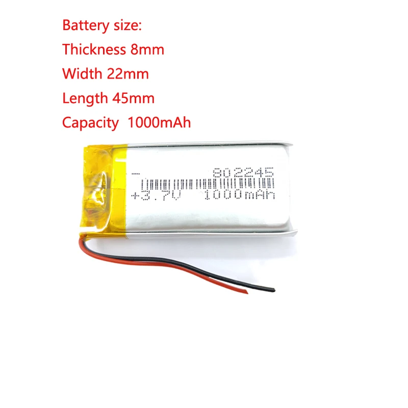 

3.7v 1000mah 802245 Liter Energy Battery Polymer Lithium Ion Li-Ion Battery For Toy Power Bank Gps Mp3 Mp4