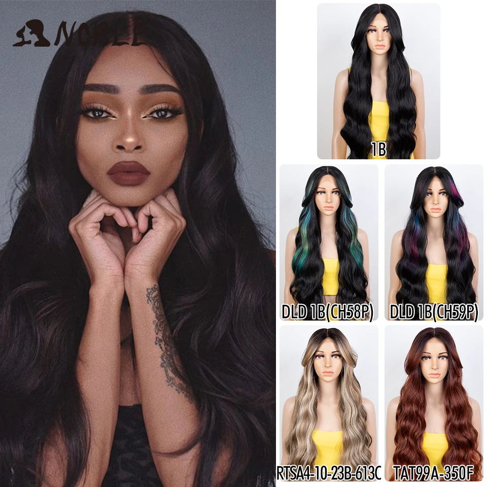 Noble Water Wave Synthetic Lace Front Wig 34 Inch Wet And Wavy Loose Deep Wave Frontal Wig Lace Wigs For Women Lace Front Wig