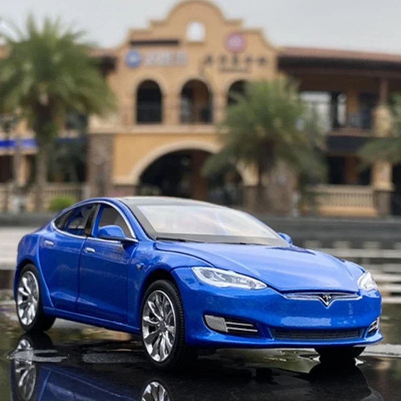 1:32 Tesla Model X Model S Alloy Car Model Diecasts Metal Toy Vehicles Car Model Simulation Sound and Light Collection Kids Gift 6