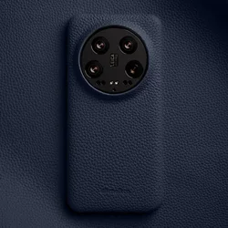 Melkco Premium Handmade Genuine Leather Business Phone Cover - Xiaomi 14 (Dark Blue)