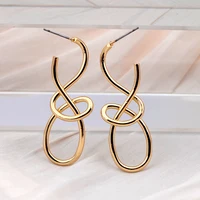 Vintage Metal Knitted Dangle Earrings for Women Personalized Fashion Distorted Irregular Geometry Drop Earrings Punk Jewelry 1