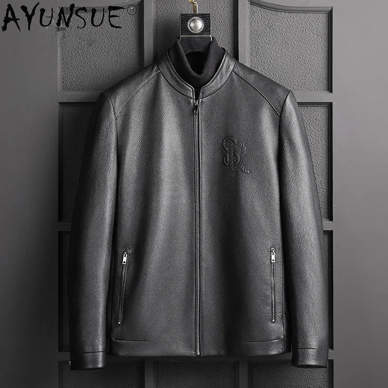 

Men's Short Deerskin Leather Jacket Men Motorcycle Jackets Autumn Coat Male 2024 Korean Style Clothes Ropa Hombre LXR998