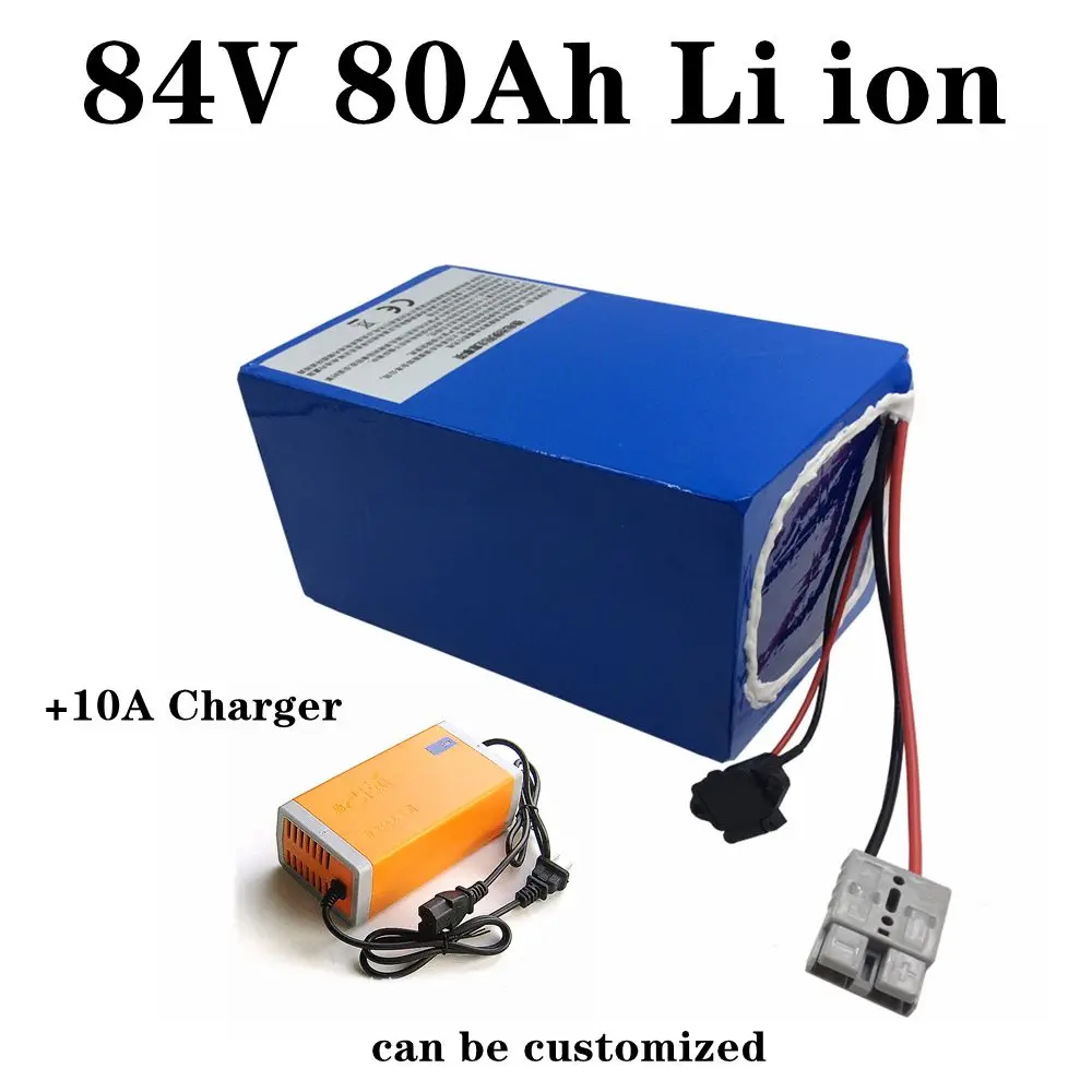 

84v 80Ah lithium ion battery pack lipo battery for 5000w inverter motorhome Floor cleaner golf cart + 10A charger