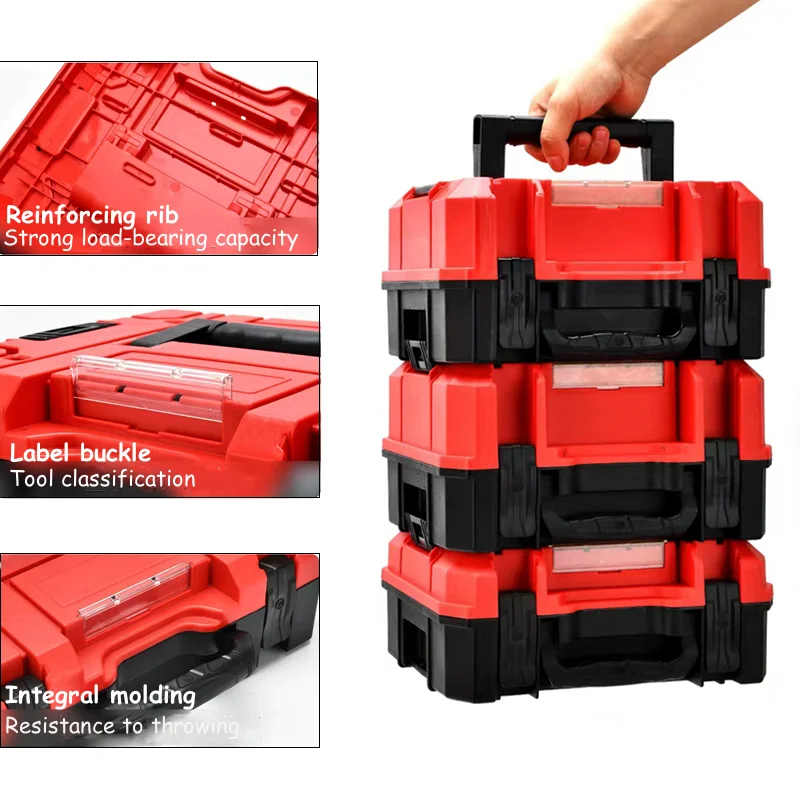 Stacked Protable Toolbox Hard Plastic Suitcase Tool Box Hard Case Tool Case  Mechanical Drill storage Box Repair Tools Organizer