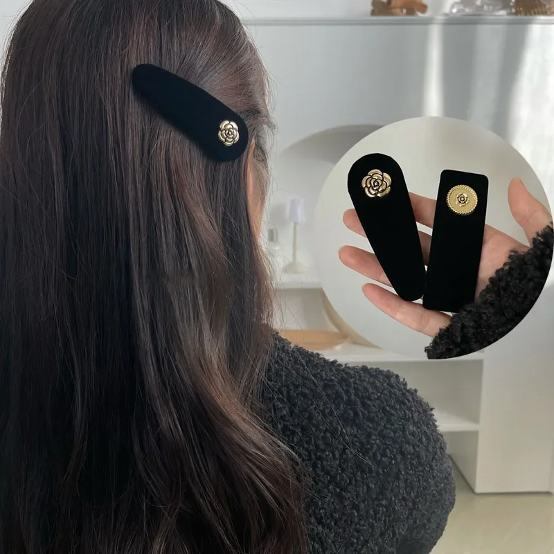 

Vintage Gold Camellia Velvet Hair Claw Clips Women Bb Clips Fashion Hairpin Hair Accessories for Girls Female 2023 Korean Style