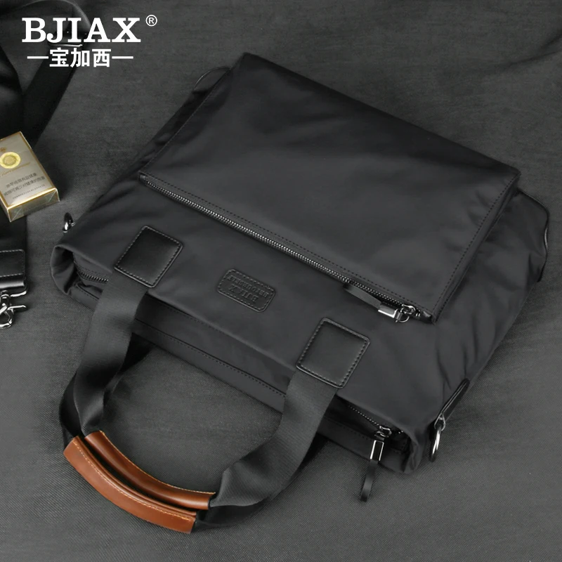 Leather Briefcase Crossbody Bags Men Bag Horizontal Business Casual Handbag Nylon Oxford Cloth Canvas Bag Crossbody Briefcase