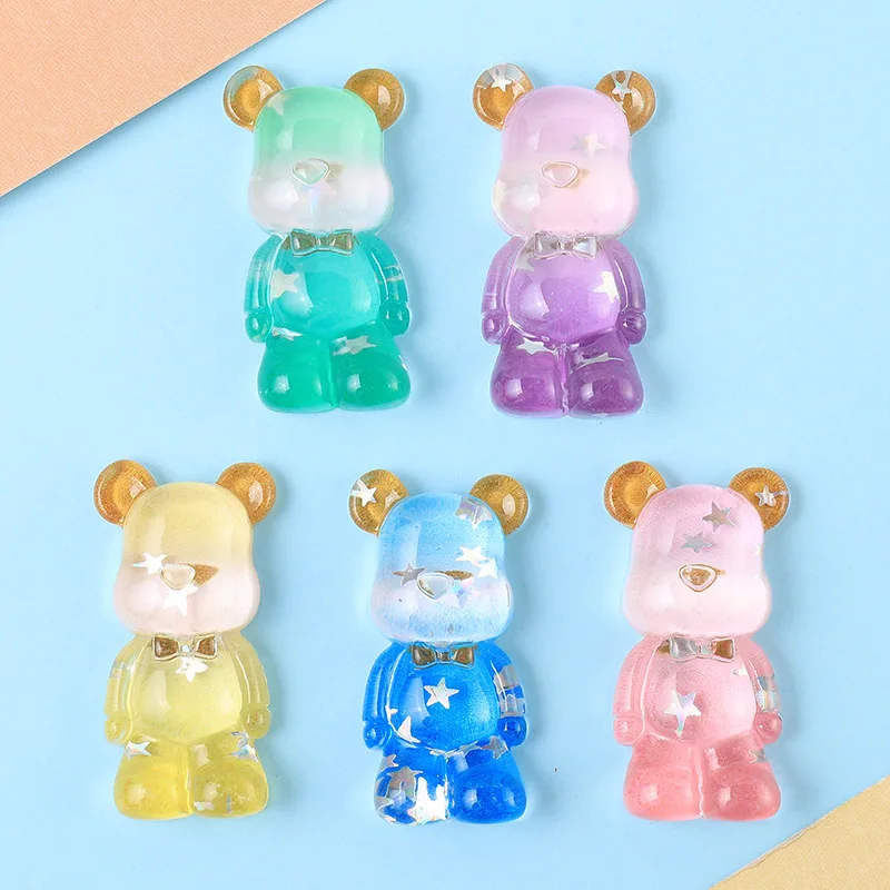 

100 Мультяшные животные прозрачный медведь кавайный Кабошон из смолы с плоским основанием аксессуары для рукоделия украшение для скрапбукинга