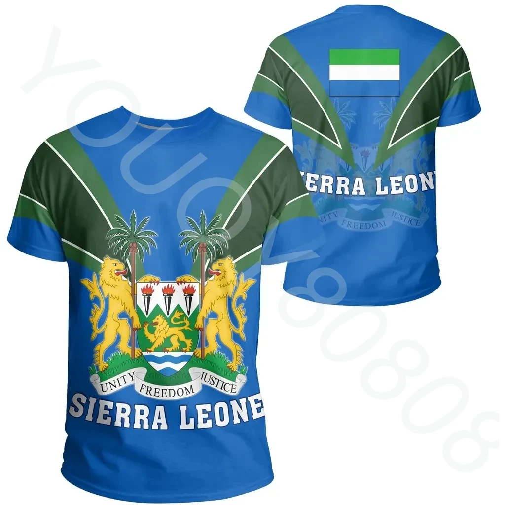 

New Afro Clothing Men and Women New Casual Loose Sweatshirt Street Style Print Sierra Leone T-Shirt Ivory Style Tops