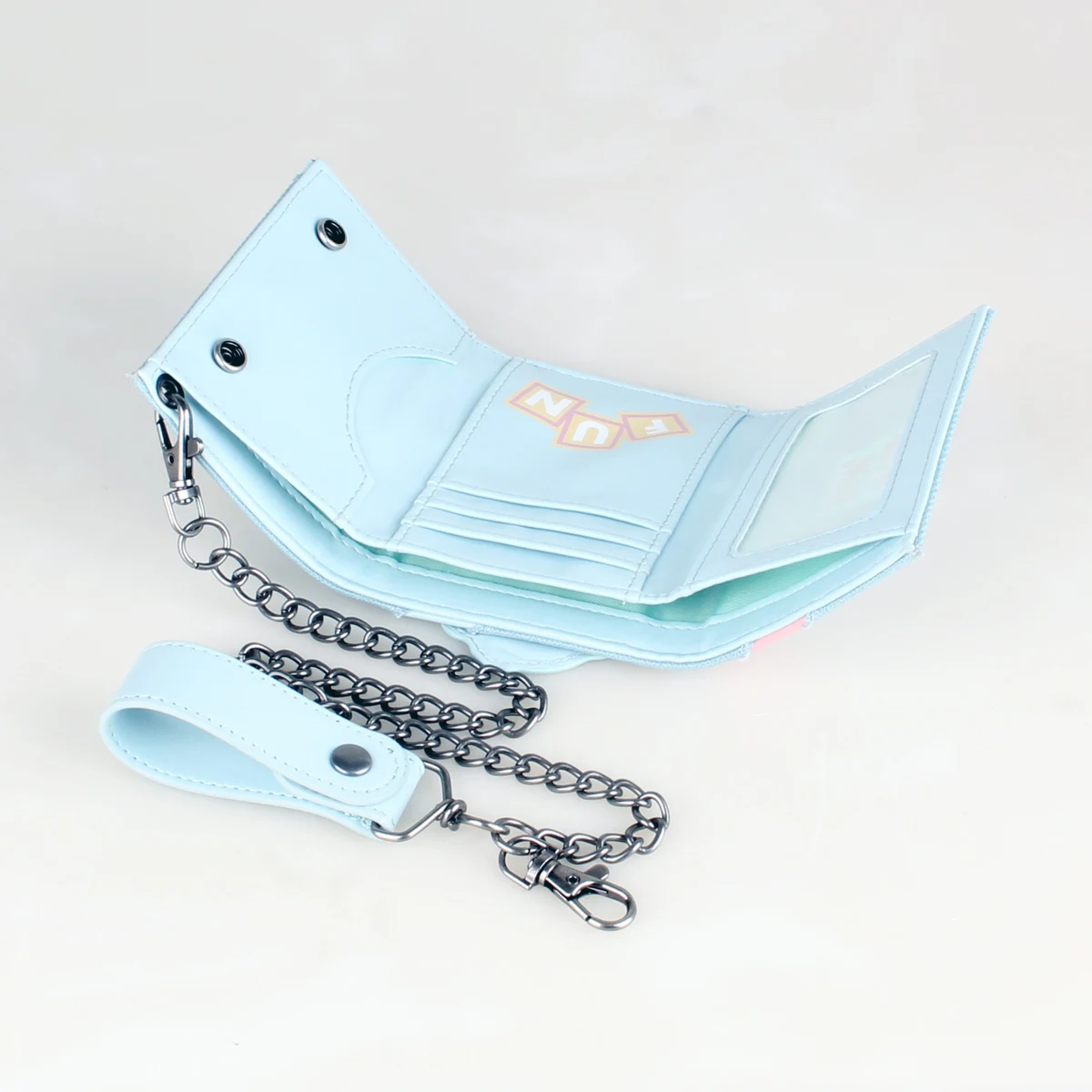 Triple fold chain men's wallet, stylish three-dimensional design women's card holder