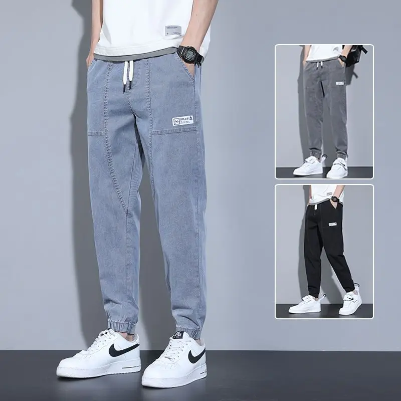 

Men's Jeans Spring and Autumn New Fashion Brand Loose Tie Feet Nine Division Casual Pants Trend Street Casual All-match