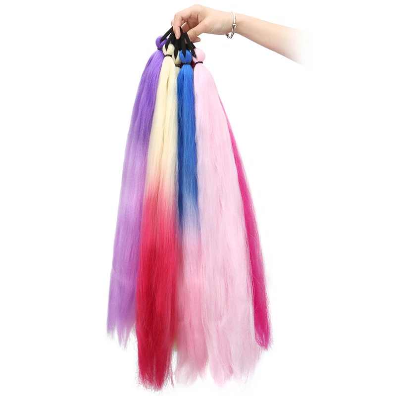 Close-up view of ombre synthetic ponytail extension