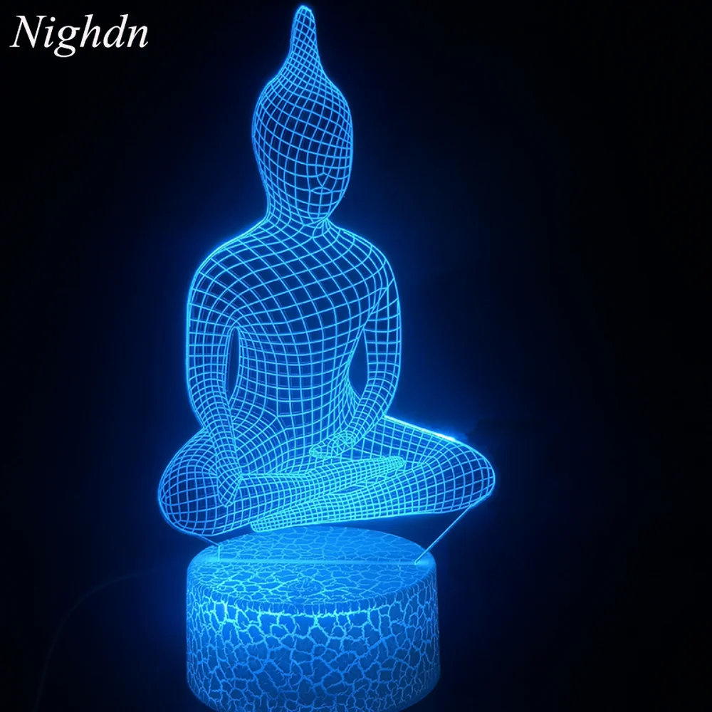 

Buddha Children Night Light 3D Illusion Lamp 16 Colors Changing with Remote Control Led Nightlight Kids Birthday Christmas Gifts