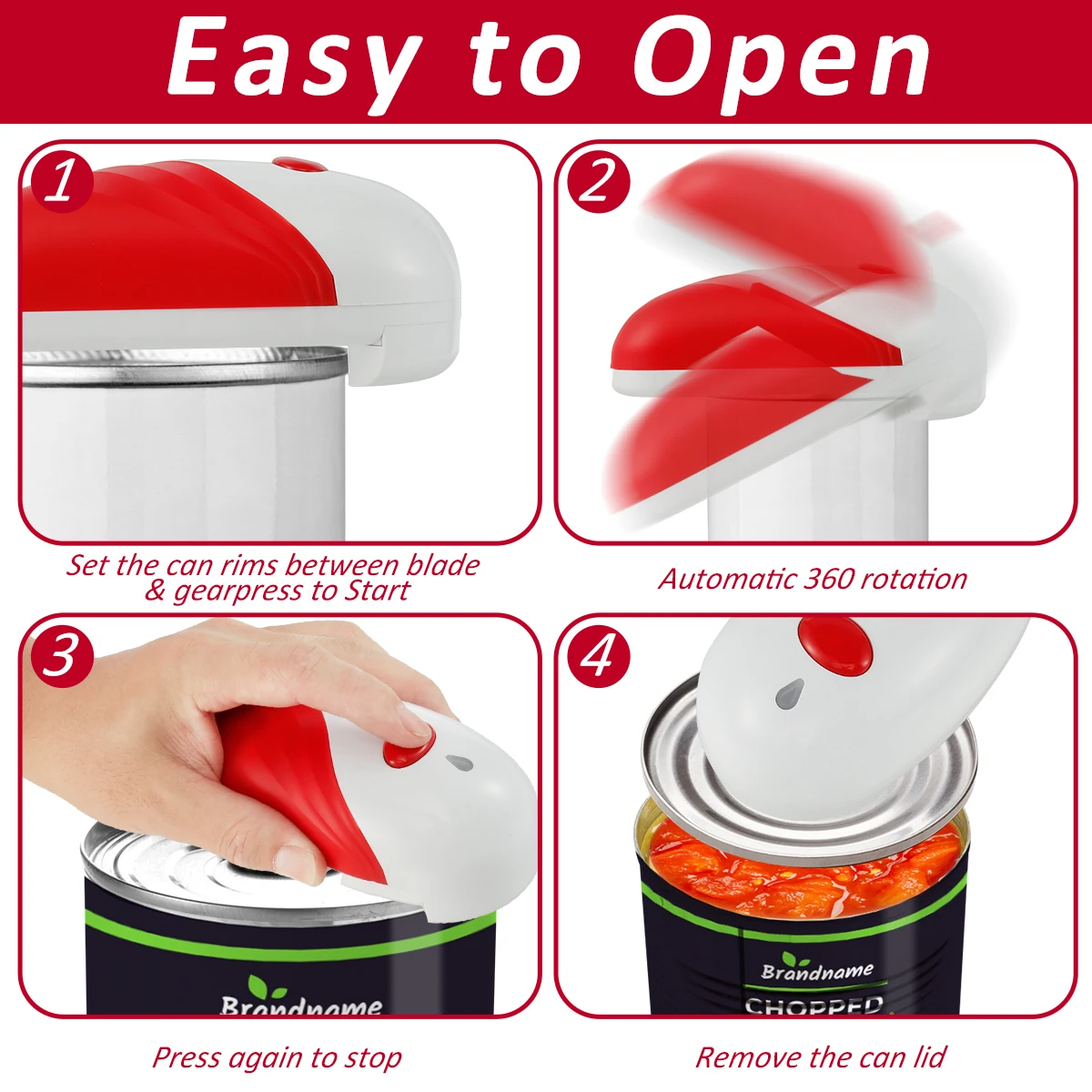 Can Opener, Stainless Steel Electric Can Opener, Automatic Can Opener,  Red/green Kitchen Can Opener With Magnetic Easy Adsorption Cover Smooth  Edge, Food Grade Safety Electric Can Opener, Kitchen Tools, Without  Batteries, Using