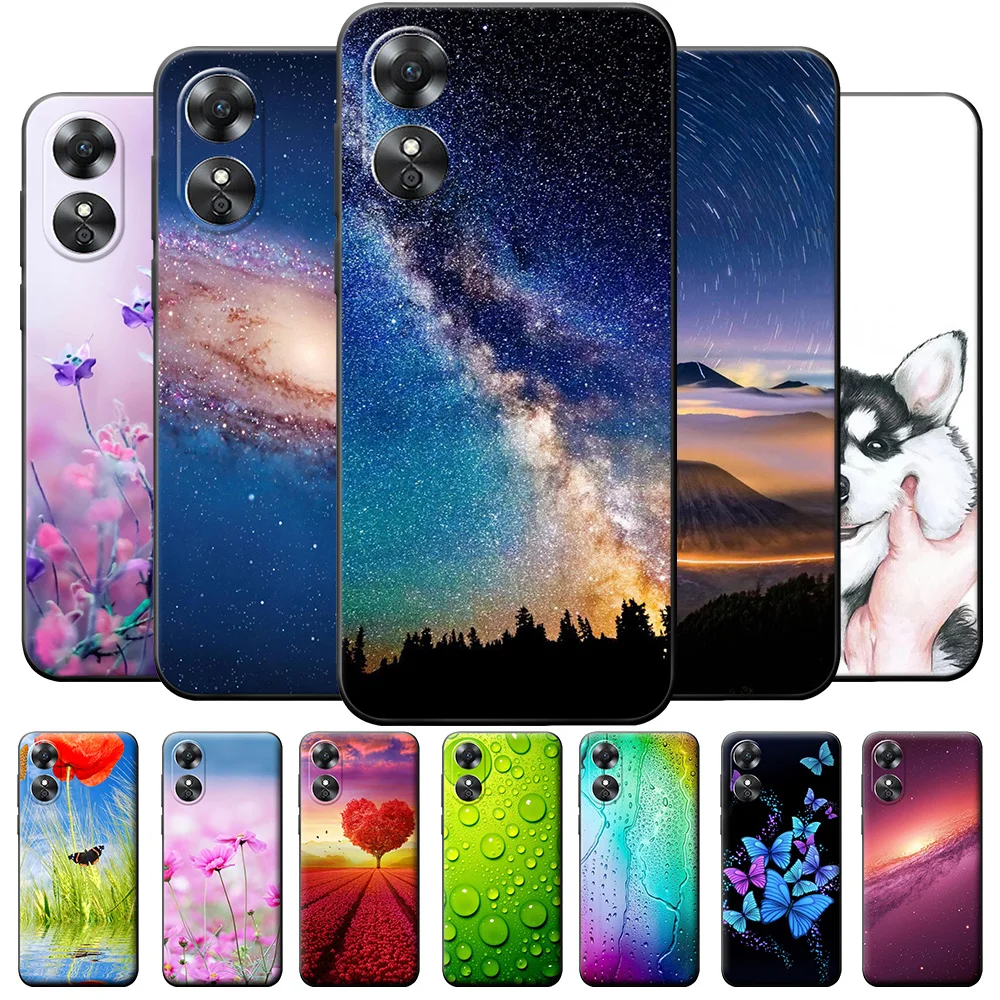Per Oppo A17 Custodia Oppo A17 4G Fashion Cute Black Phone Case Per Oppo A17 Cph2477 2022 Cover Posteriore Oppoa17 A 17 Paraurti In Silicone