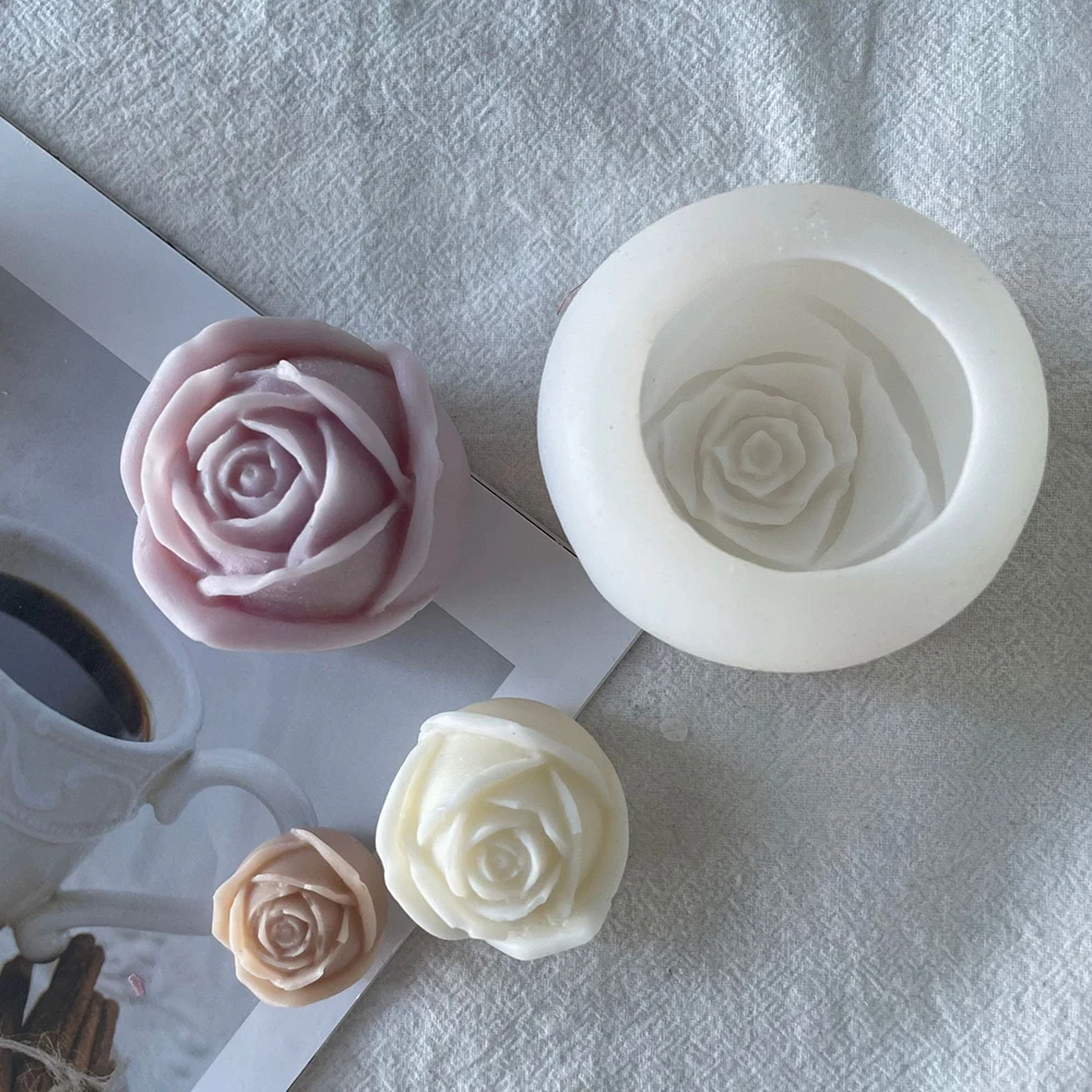 3D Rose Flower Fondant Mold Rose Shape Silicone Mold Resin Candle for Cake Decoration Chocolate Soap Candy Making