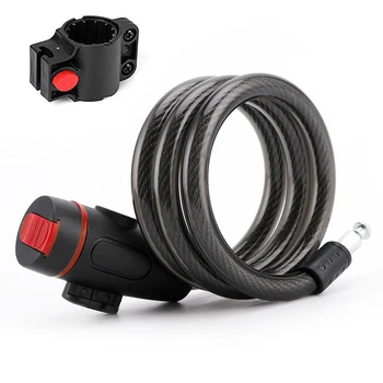 Bicycle Lock with 2 Key MTB Electric Motorcycle Anti-Theft Steel Cable Lock Spiral Steel Cable Bike Lock Locker Bicycle Access tanie i dobre opinie CN (pochodzenie) 22x18x3 cm Zapięcie rowerowe steel wire + ABS Black about 220x180x30mm 8 6*7*1 2in About 140g about 85cm 33in