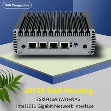 Enrutador J4125 suave G40 Intel Celeron J4125 Mini PC Quad Core Intel i211 2,5G LAN HD-MI VGA pfSense Firewall electrodoméstico ESXI AES-NI