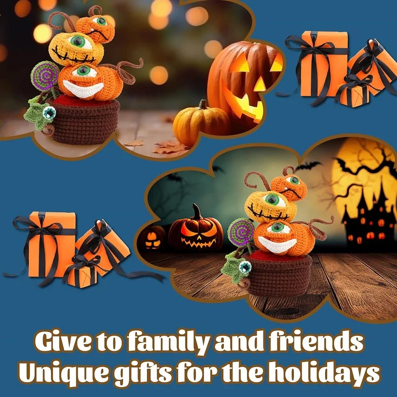 Halloween Crochet Kit for Beginners with Tutorials Knitting Kit Yarn Crochet Hooks for Adults Home Decoration DIY Craft Supplies