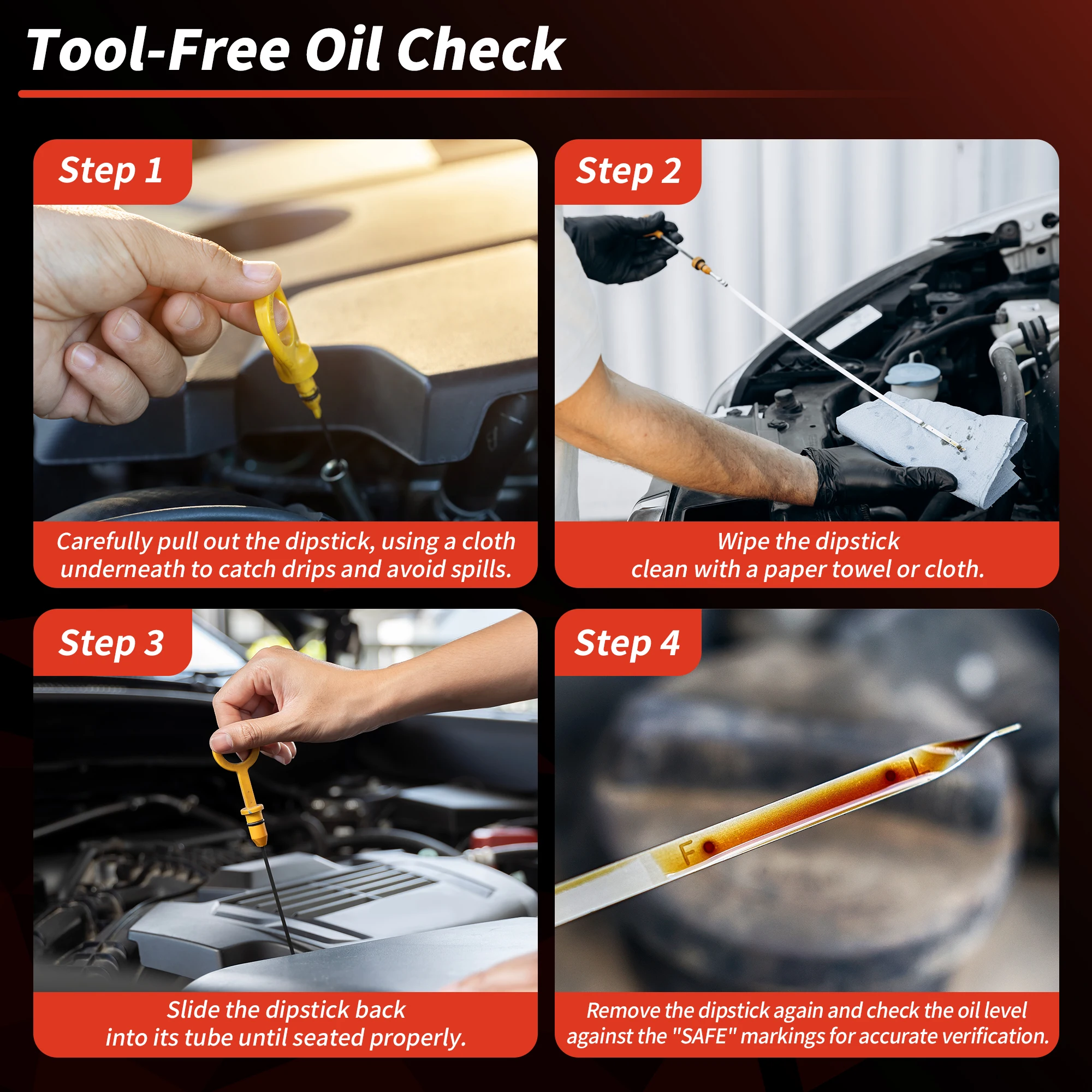 UXCELL 오일 딥스틱 오일 레벨 딥스틱 No.921066 for Honda CR-V 2007-2011 ? 정밀하게 설계된 유체 레벨 게이지 노란색 1개