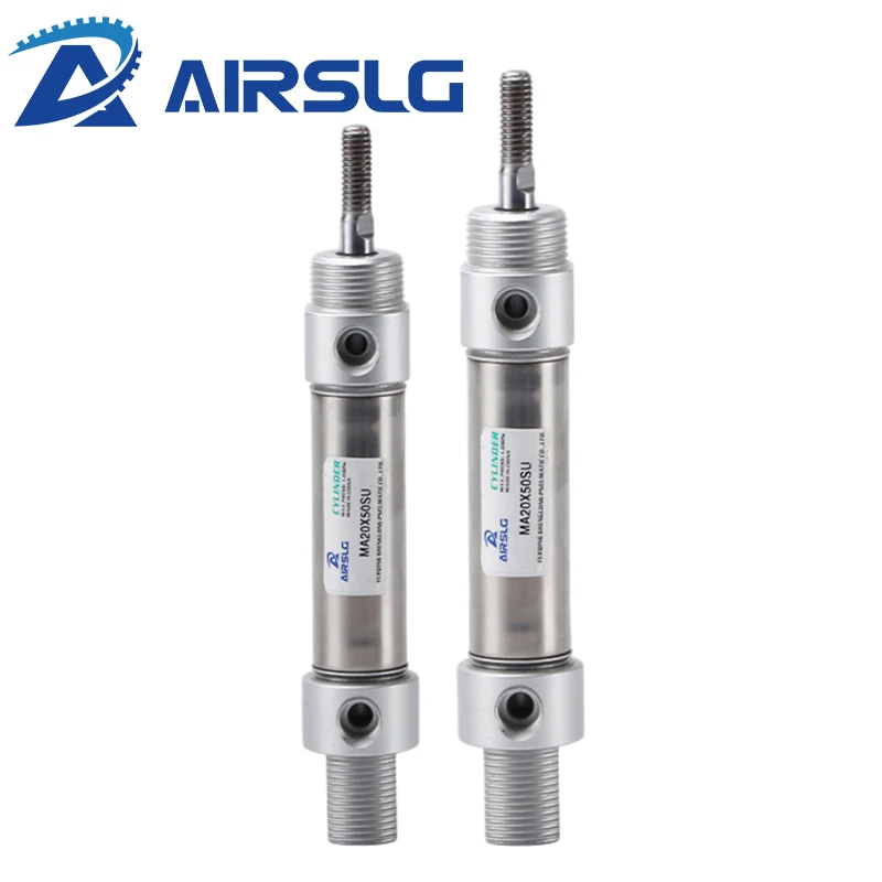 Dupla Ação Mini Air Cilindros Cilindro Pneumático Ma16 20 25 32 40 50 63 25 50 100 125 150 175 200 Curso 250 mm Aço Inoxidável