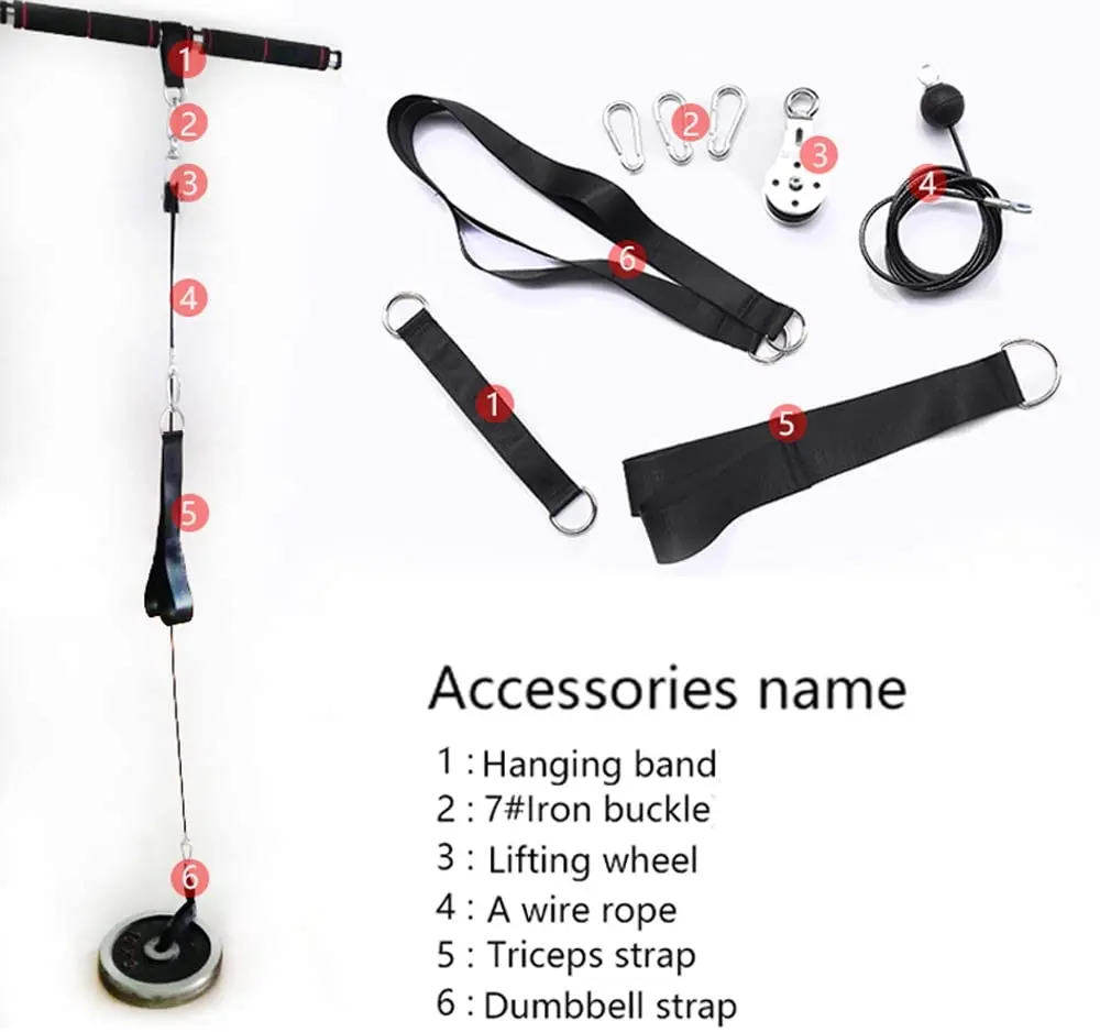 Forearm Wrist Roller Trainer  Exerciser Heavy Duty Pulley System for LAT Pulldowns Bicep Curls Triceps 2