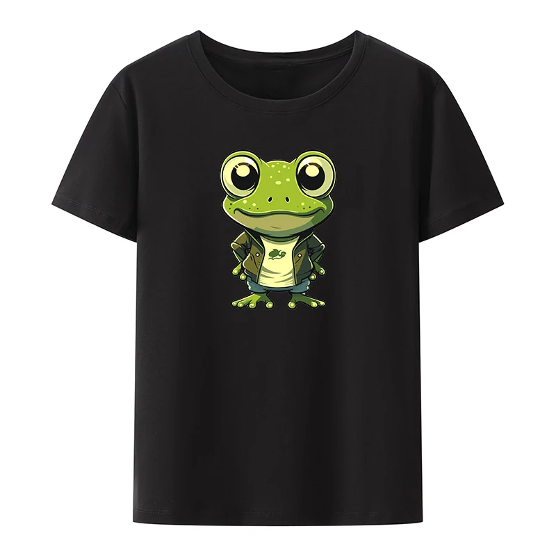 

Clever Little Frog Cotton T-shirts Top Women Xxx 2000s Clothes Y2k Tops Anime T-shirt Camisa O-neck Funny Leisure Lovely Popular