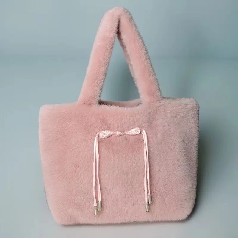 New Underarm Plush Bag Japanese Cute Large Capacity Soft Plush Tote Bag Shoulder Bag Women's Fashionable Shoulder Handbag