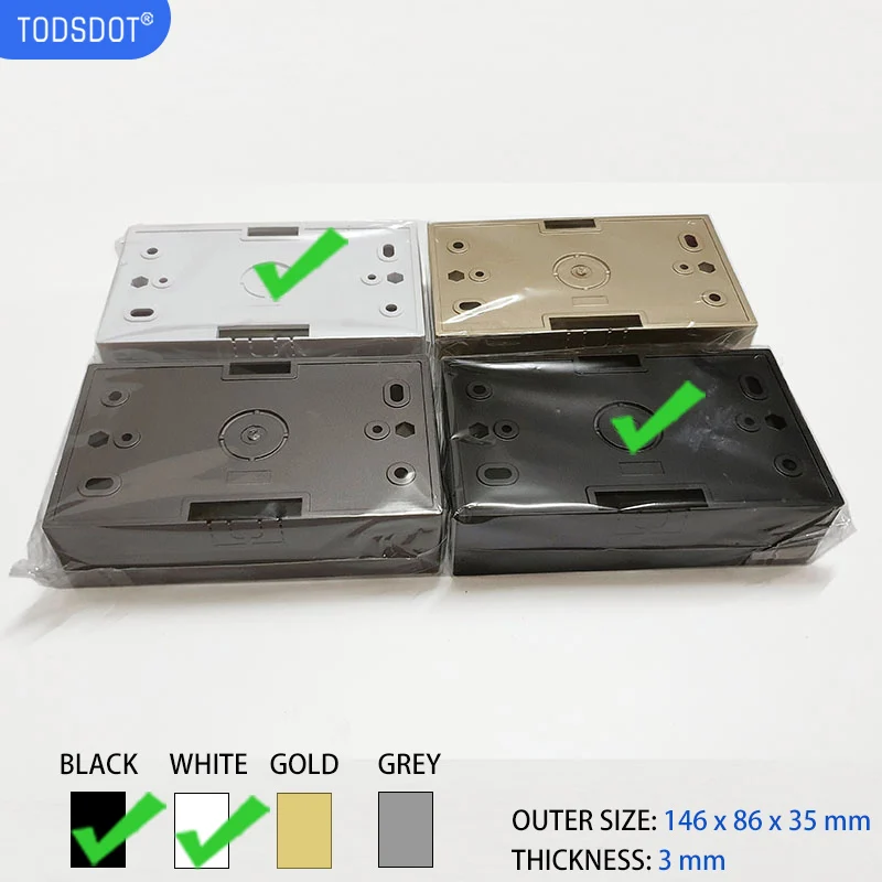 High Quality 146 x 86 x 35 mm Switch Socket Box White Black, Wall