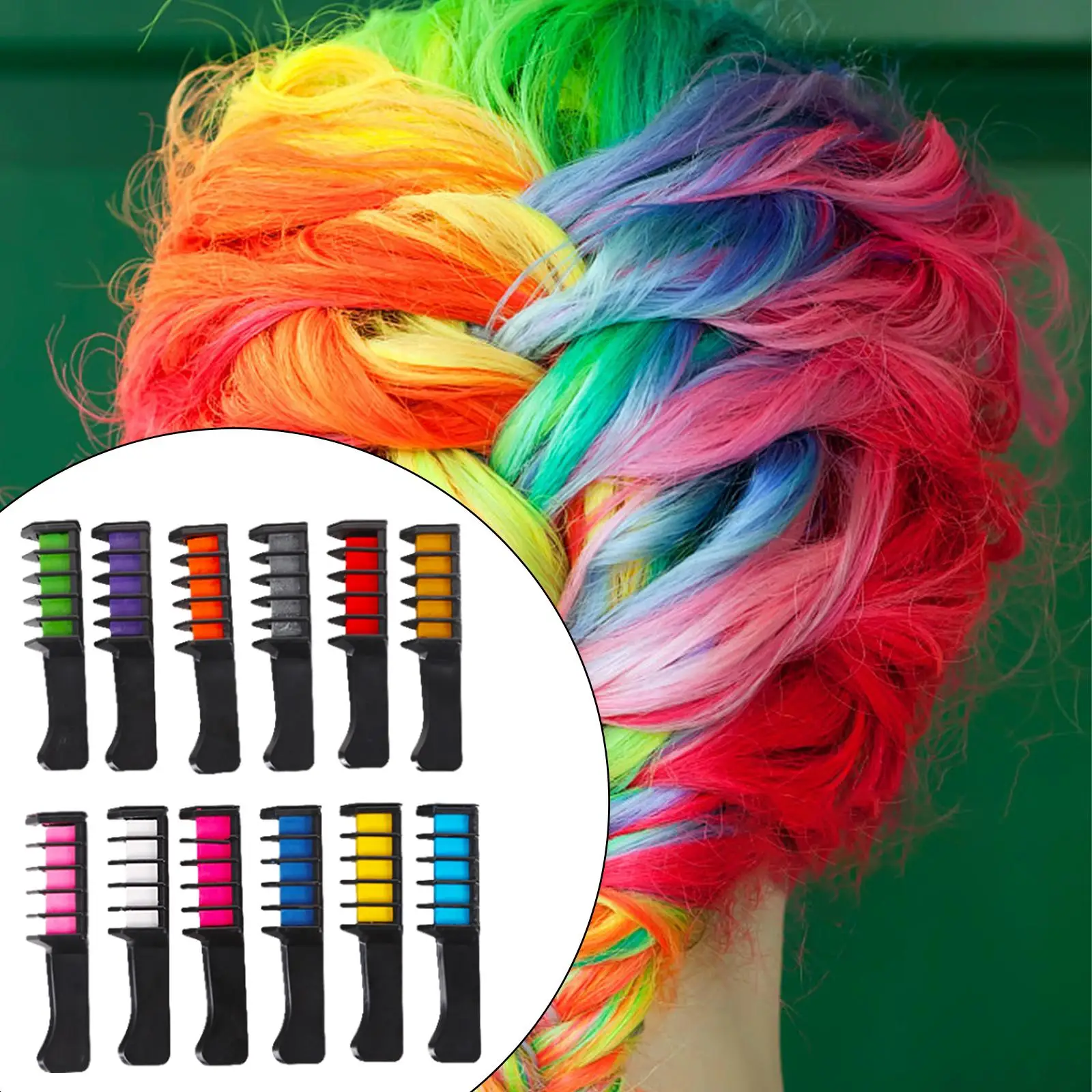 

12 Pieces Disposable Hair Dyeing Combs Easy to Clean DIY Washable Temporary Hair Chalk Comb for Cosplay Makeup Festivals Party
