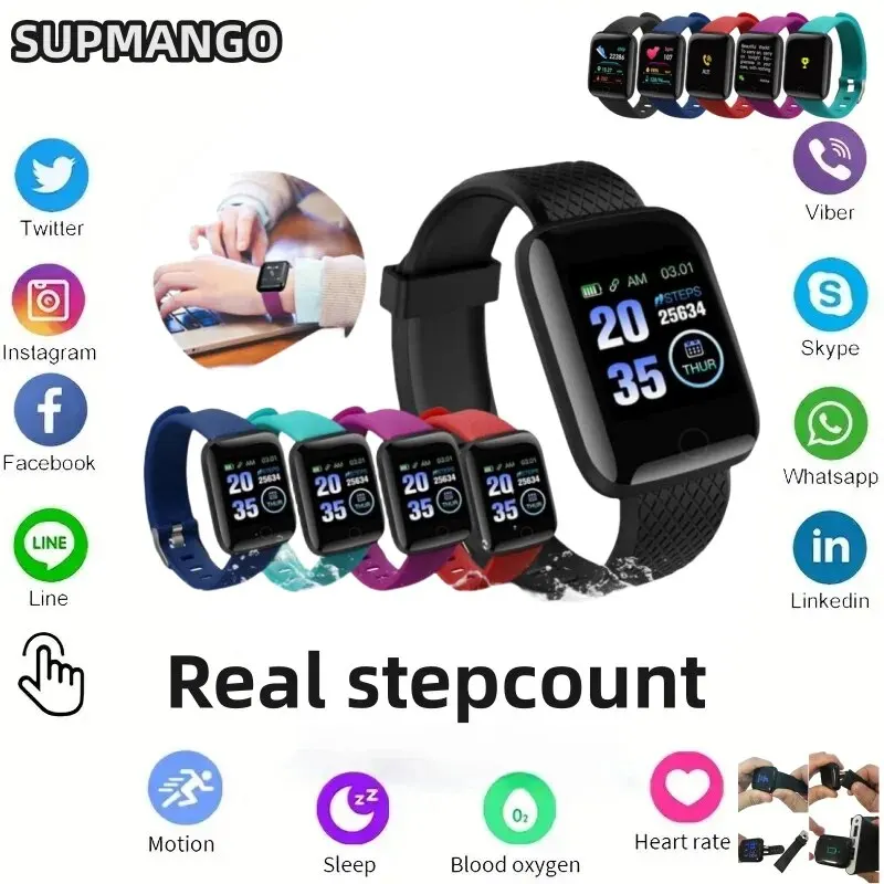 116Plu Real Stepcount Smart Watch Multi Function Step Connected Smart Watch Per Uomo E Donna Adatto Per E Android