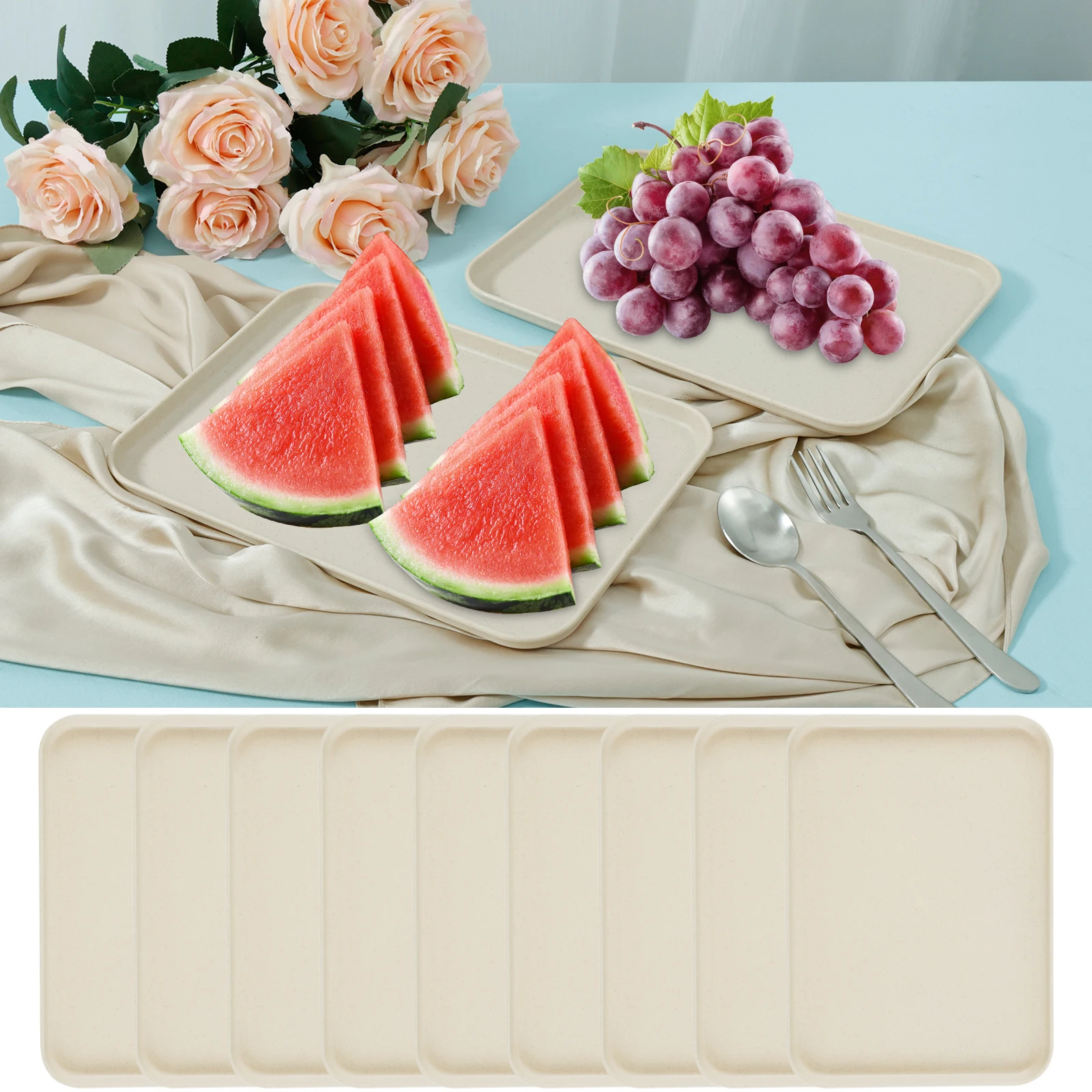 10 Pcs Large Capacity Serving Platters and Trays Food Grade Serving Tray Stackable Platters and Trays Space Saving