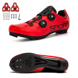 Ultralight Unisex Cycling Shoes - Self-Locking Road & Mountain Bike Sneakers - 8 (Red(Road))