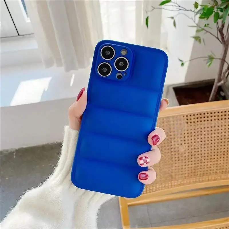 Luxuly Hight End Puff Down Jacket Squeeze Reliever Silicone Cover For iPhone 16 15 14 13 Pro Max 12 11 XR 78 plus Shockproof Men